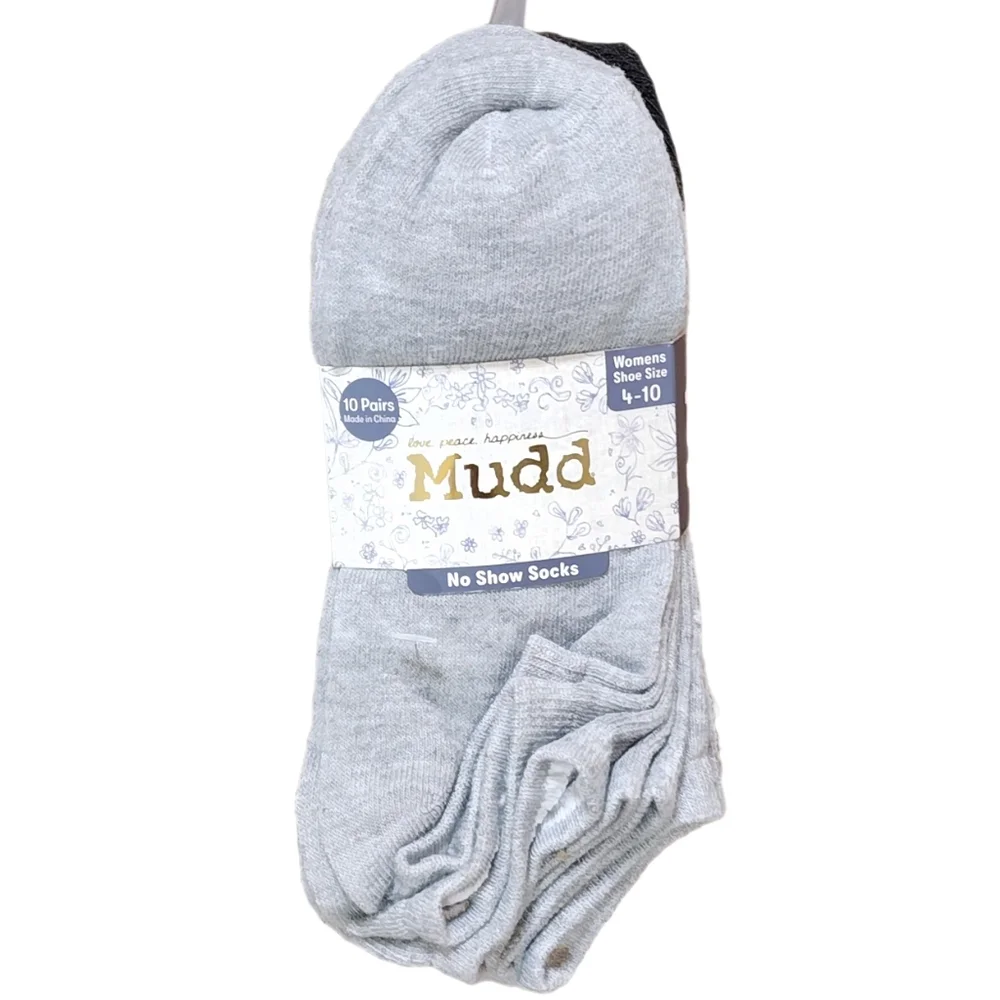 Mudd Women's 10-Pack No Show Socks Size 4-10 Color Black/Gray